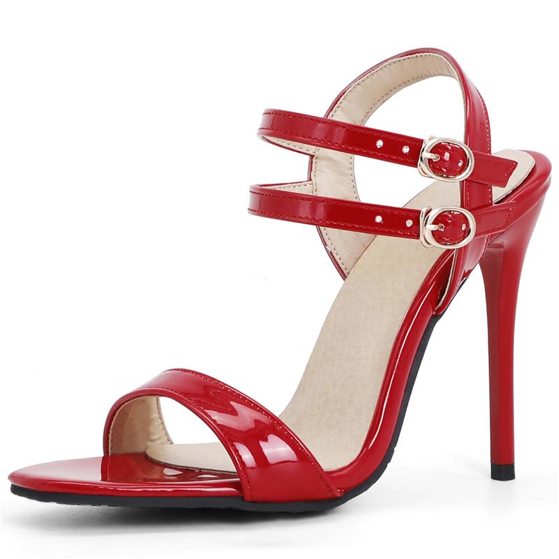 

Модные сексуальные женские босоножки на высоком каблуке, летняя обувь для женщин, сексуальные черные и красные шлепанцы, женские туфли для вечеринок и танцев, свадебные туфли, большой размер 45 красный