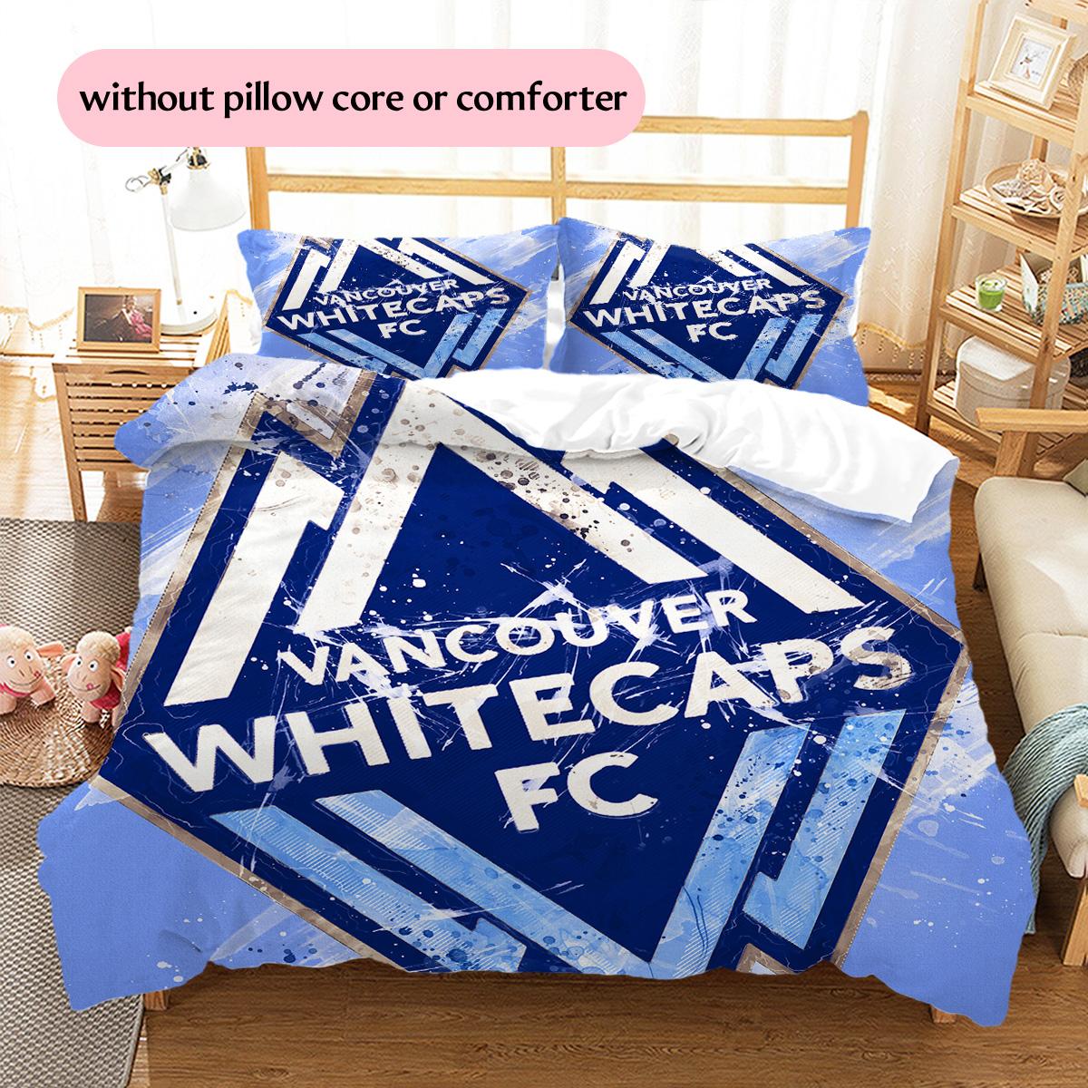 Vancouver Whitecaps Pattern Bedding Quilt Set Home Decoration Gift (1 * duvet cover + 2 * pillowcase without core) 135x200cm
