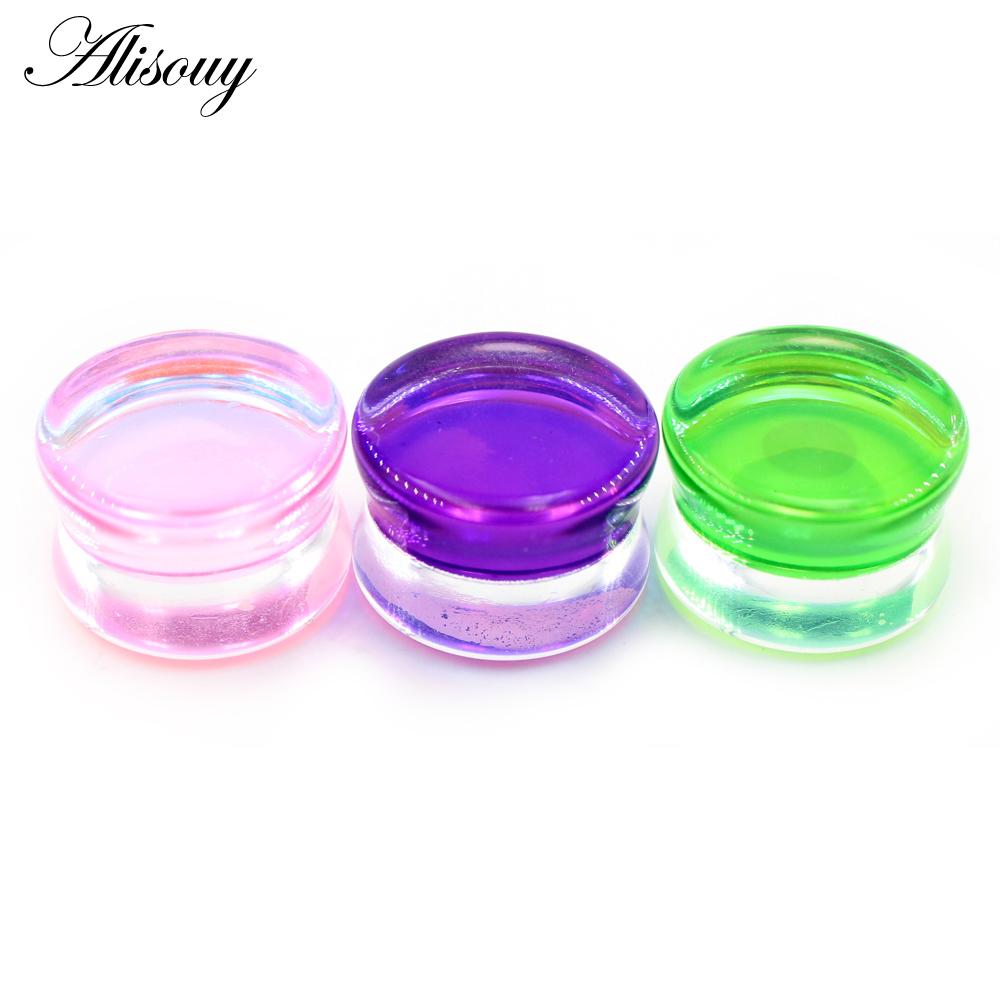 Alisouy 1PC 6mm-30mm Runde Glas Frauen Männer Ohr Stecker Tunnel Messgeräte Keil Expander Extender Ohrringe piercing Körper Schmuck