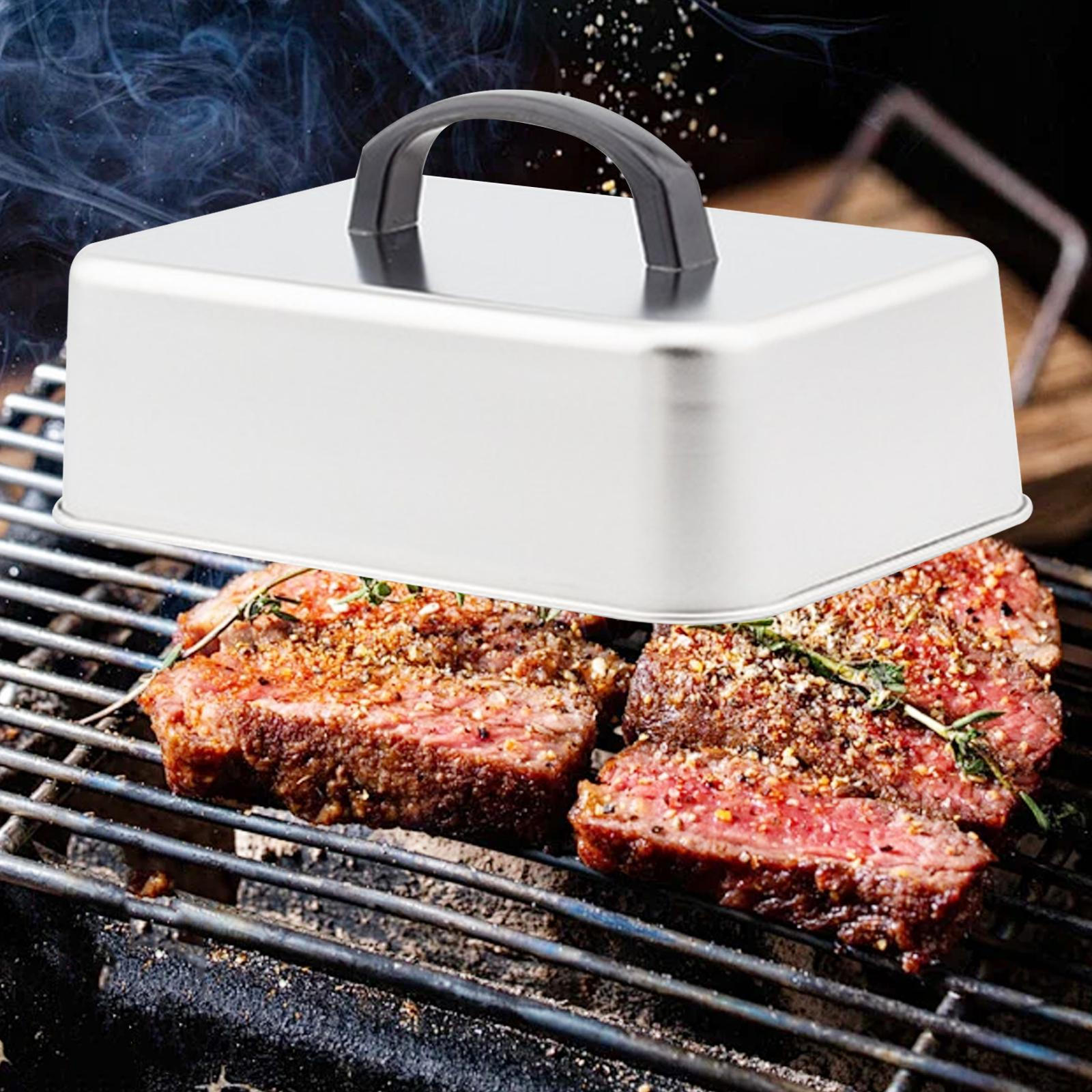 

Гриль из нержавеющей стали с крышкой для приготовления пищи, аксессуар, прямоугольная эргономичная ручка, говядина 22.5cmx15cmx5.5cm