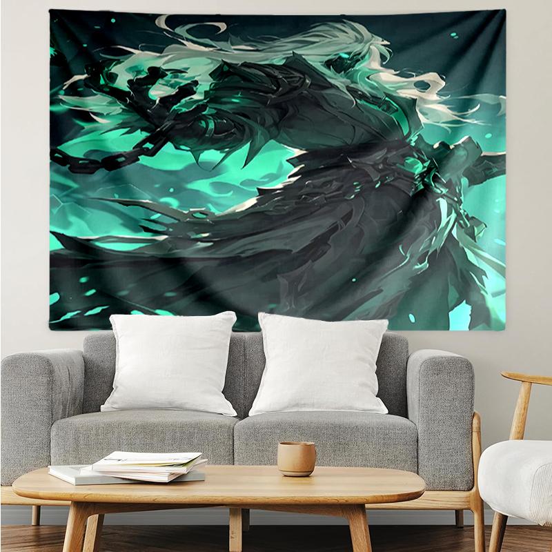 League-of-Legends Print Tapestry, Backdrop, Easy Setup, Ideal for Bedroom, Office & Living Room, with Aesthetic Wall Hanging Decor.
