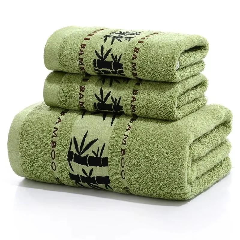 100% Bamboo Fiber Bath Towel 3-Pce Set,Bamboo Green Adult Sports Towel,Three Towels Totaling 35Cm X 75Cm * 2 And 70Cm X 140Cm *1