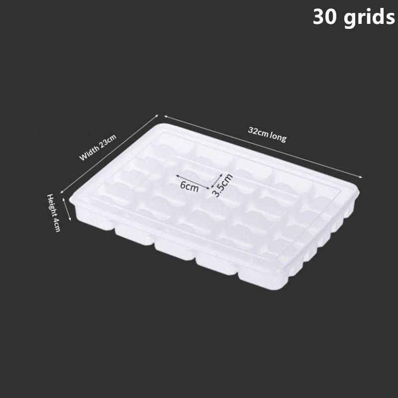 20/30 Grids Kitchen Storage Box Refrigerator Organizer Transparent Reusable Food Containers Tray With Lid For Dumpling Wonton