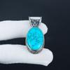Natural Turquoise Gemstone Silver Pendant in 925 Sterling Silver - Handmade Oval Design, Everyday Wear Jewelry Mother Day Gift