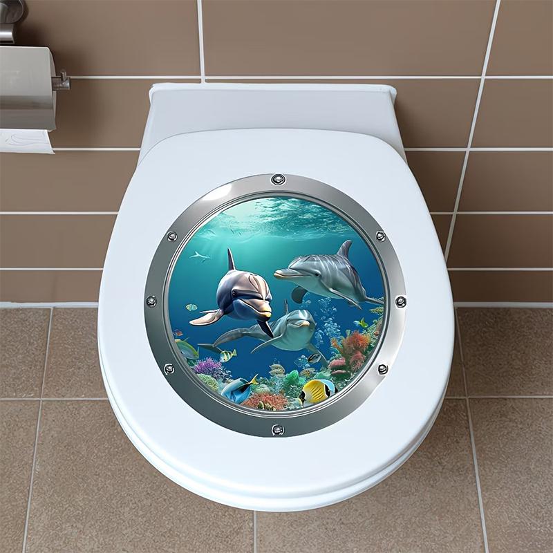 Adesivo WC Mondo Sottomarino Animali Marini Adesivo Murale Autoadesivo Rimovibile Impermeabile Decalcomanie Bagno Decorazioni per la Casa