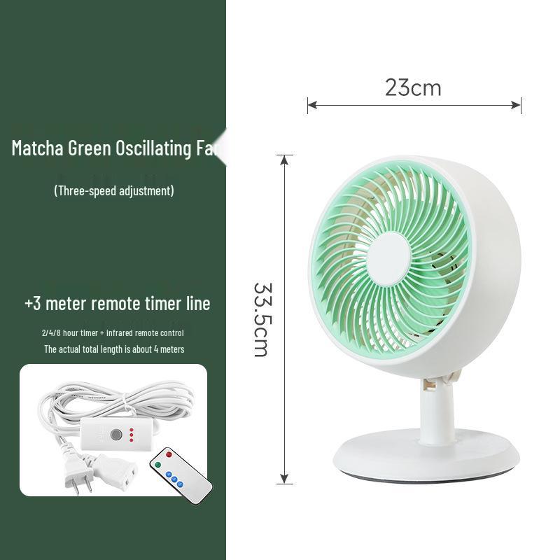 Compact Soundless Electric Desktop Fan with Large Airflow and Oscillating Head