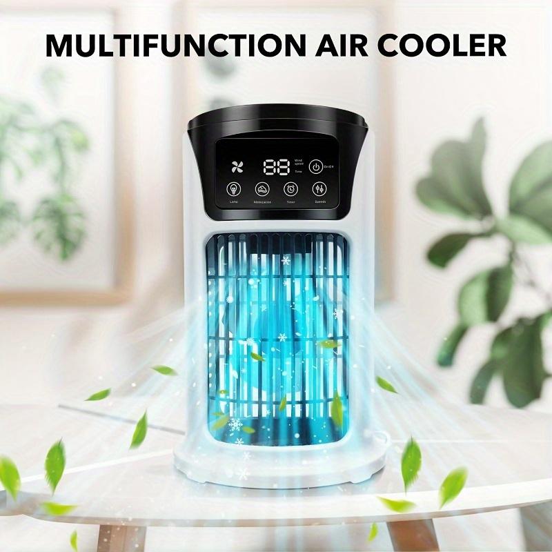 Tragbare Klimaanlage Luftbefeuchter Kühler, USB-Ventilator mit Atmosphärenlicht Kühler Klimaanlage, 6 Geschwindigkeiten einstellbar, 3 in 1 Funktion