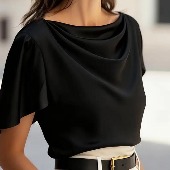 Women Tops Irregular Short Sleeve Regular Fit Shirt Pure Color Loose Fit Lightweight Shirt Work Parties Casual Wear