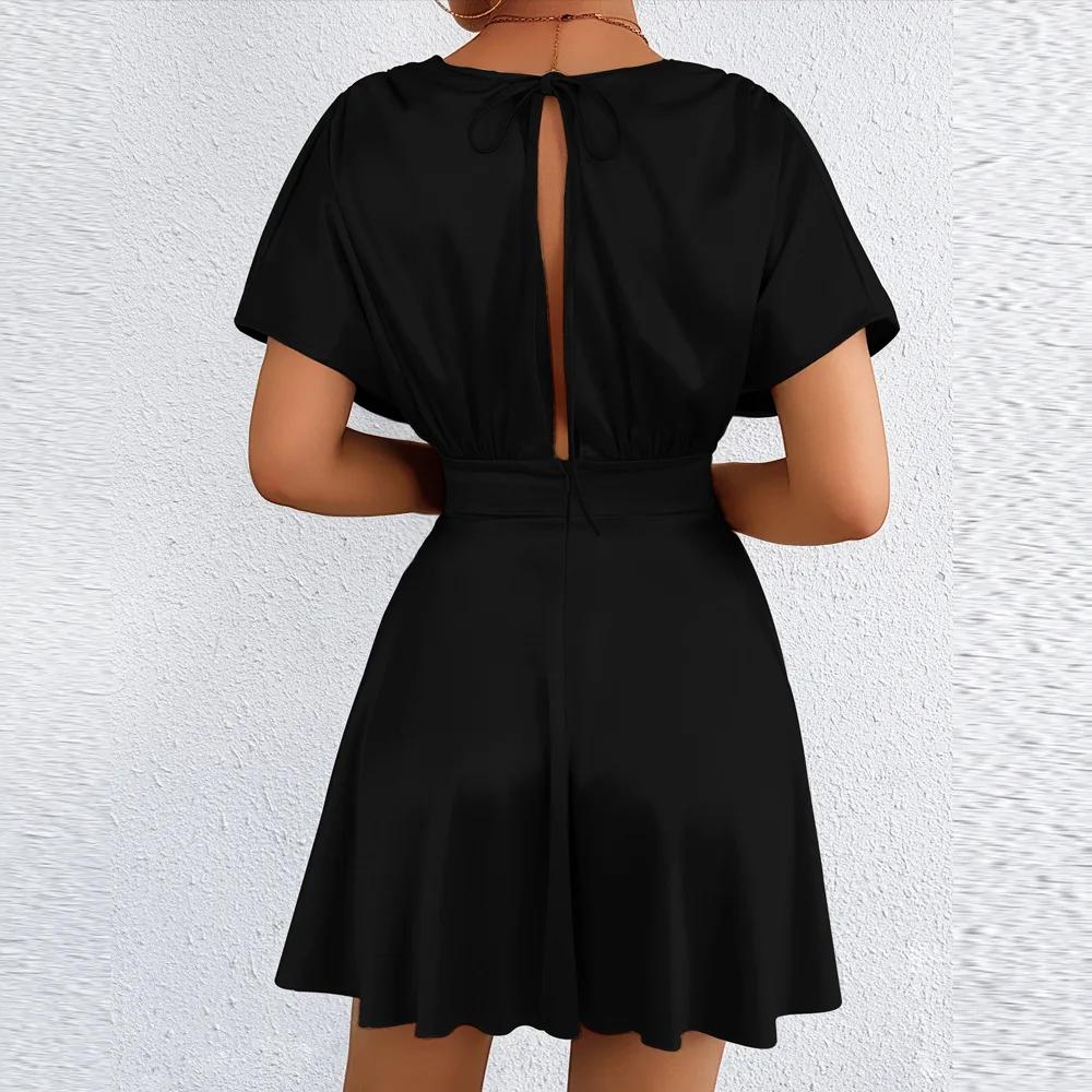 Low Cut V Neck Sexy Fashionable Dress Elegant Waist Cinched Summer New Arrival Women's Clothing Short Sleeveless Dress