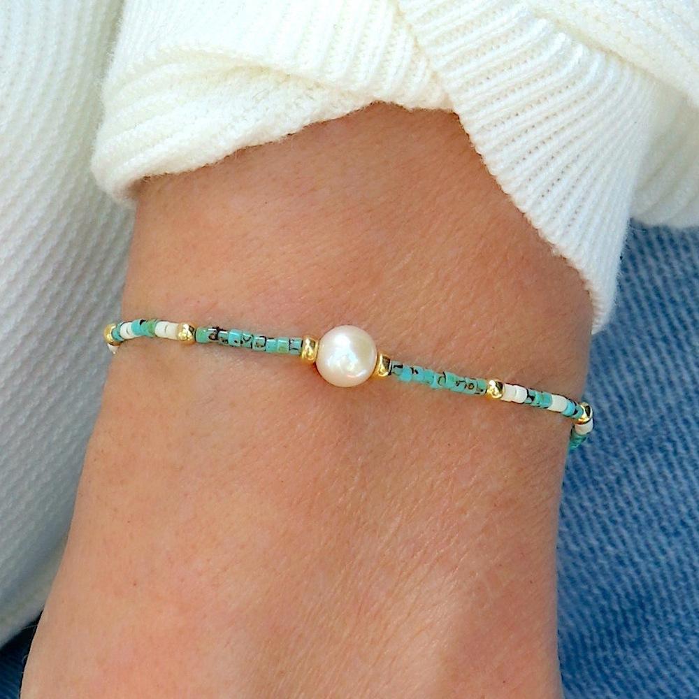 Mini Bead Simulation Pearl Bracelet Bohemian Elastic Beaded Bracelet Jewelry