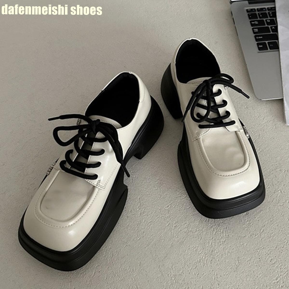 

Модные женские лоферы на платформе с квадратным носком, лето 2025, новинка, на шнуровке, на толстой подошве, модная обувь смешанных цветов, модная обувь из натуральной кожи 39