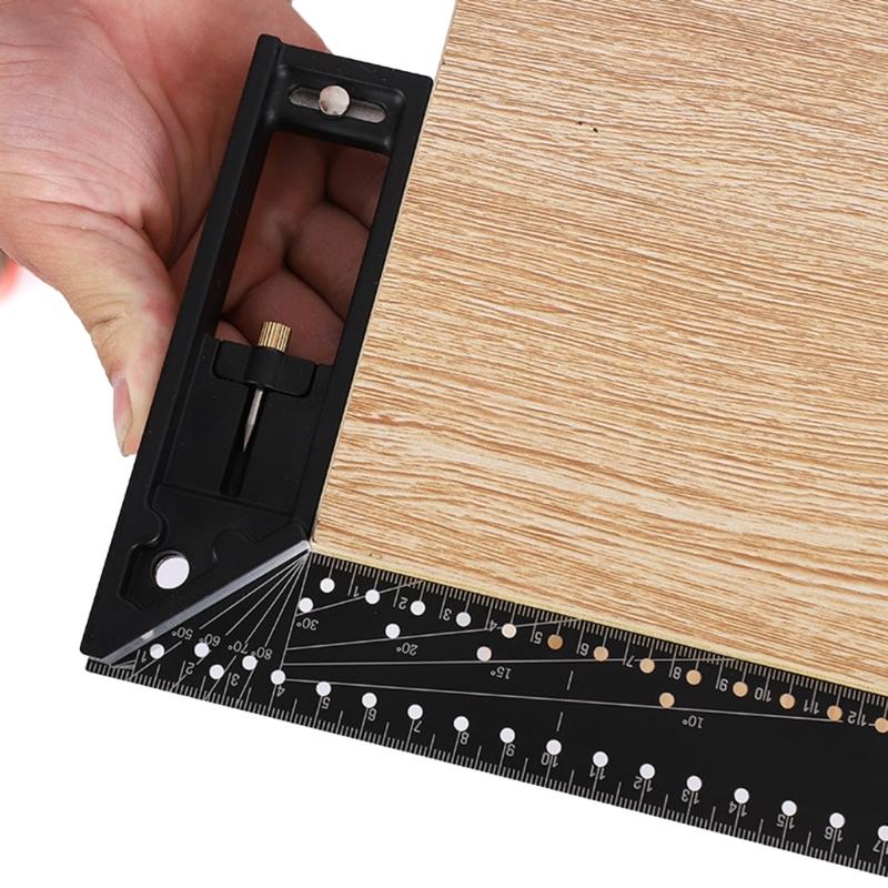 30-90 Degree Square with Marking Hole Measuring Ruler 12inch Combination Square for Measuring Woodworking