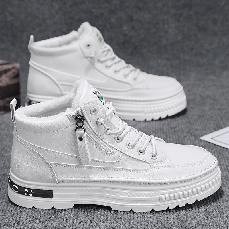 

Мужская обувь зима новая средняя и высокая берцы мужские британские низкие повседневные кожаные туфли американские ретро рабочие хлопковые туфли 44 белый