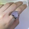 New  Silver Exquisite Big Heart Ring 5A CZ Micro Pave Cubic Zirconia Ring Fully Iced Out Bling Hip Hop Punk Men Women Jewelry