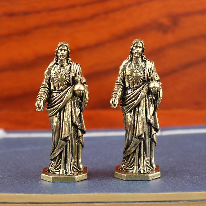 Handmade Brass God Statue Vintage Style Desktop Decor Creative Cross Border Craft Artwork Small Copper Figurine Home Ornament
