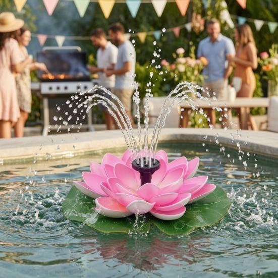Lotus Zonnefontein Drijvende Lotus Vogelbadfontein Op Zonne-energie Werkende Fontein met Verwisselbare Spuitkoppen voor Tuinvijver Terras Tuin Decoratie