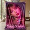 Taylor Swift Custom Flannel Throw Blanket Print Your Name Text Soft Warm Blanket Holiday Present