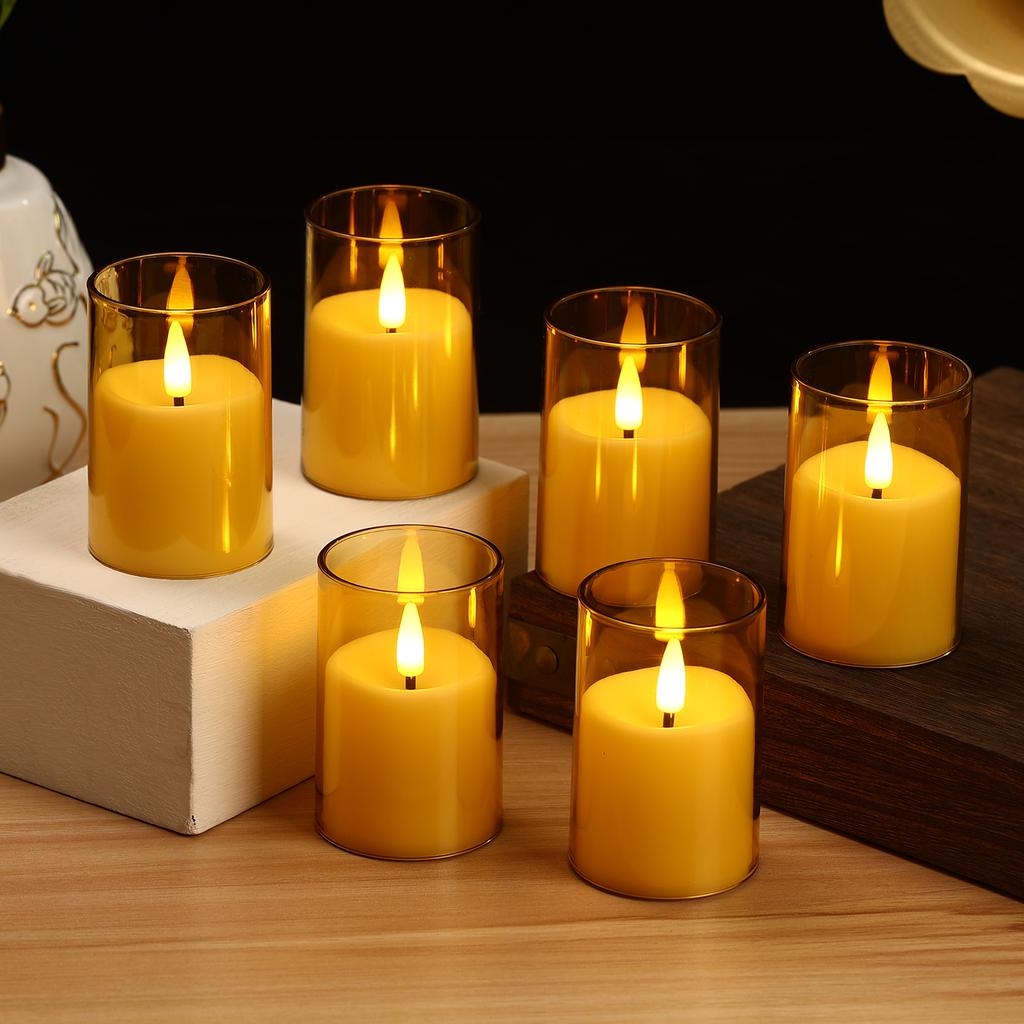 6Pcs Flameless LED Candle Lights Creative Wishing Led Tea Lamp Warm White Halloween Wedding Christmas Decoration Candle Light