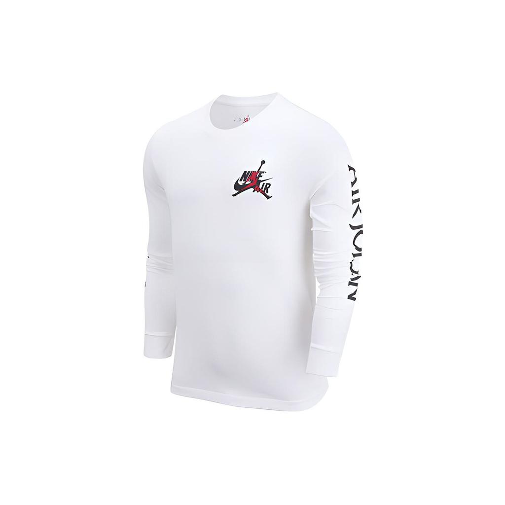 Jordan Logo Print Crew Neck Long Sleeve T-Shirt Men Tops White DN1447-100