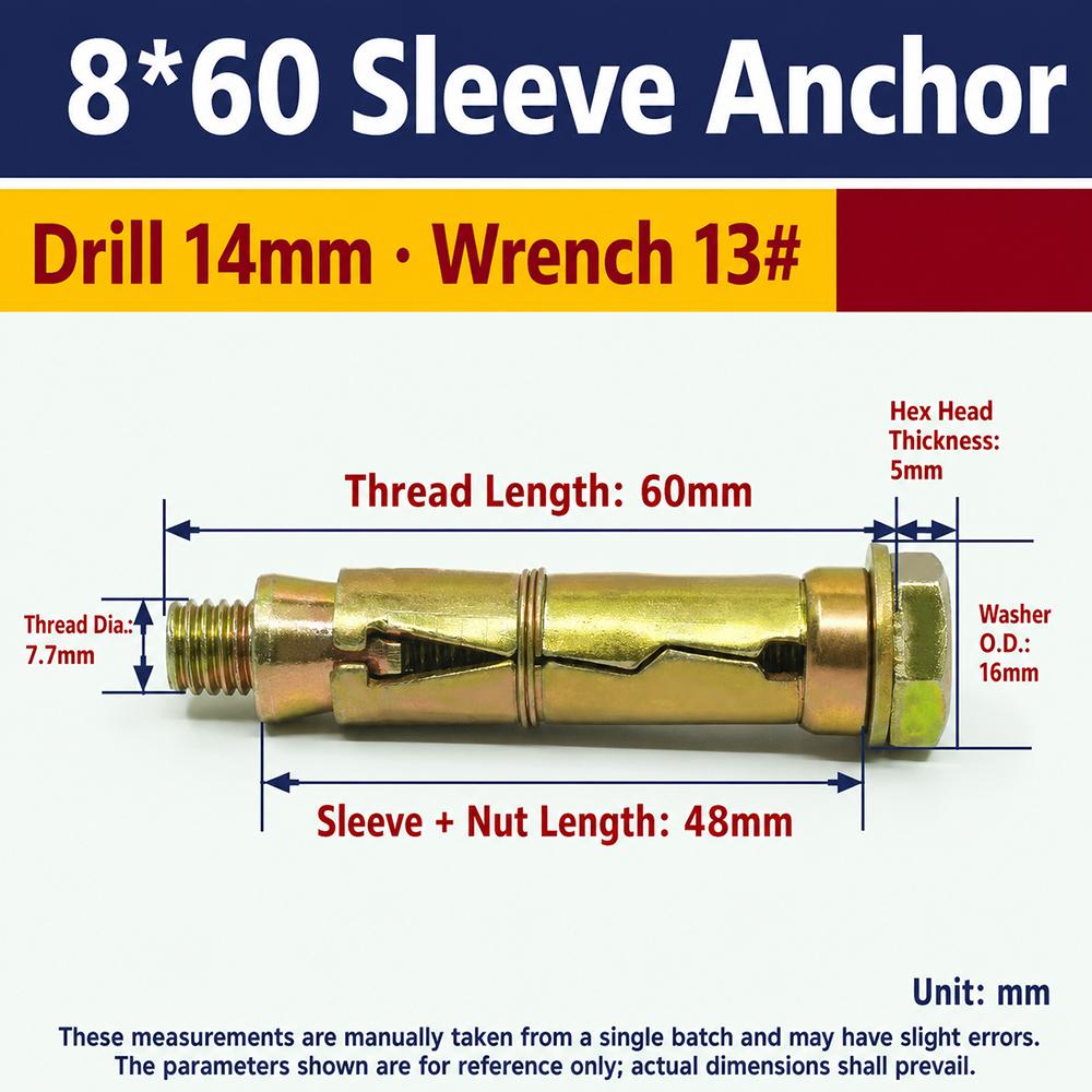 1Pcs M6-M12 Expansion Bolts Carbon Steel Fully Threaded Concrete Wedge Expansion Anchor Hex Bolt Heavy Duty