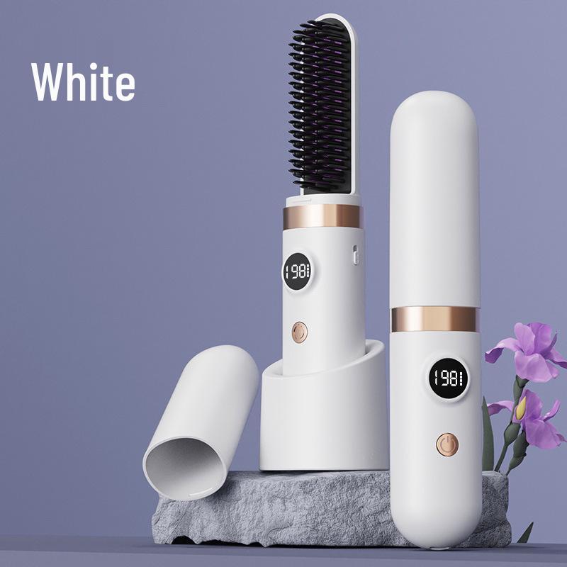 Portable Wireless USB Straightening & Curling Comb with Negative Ions - Hair-Friendly Dual-Use Mini Hair Care Tool