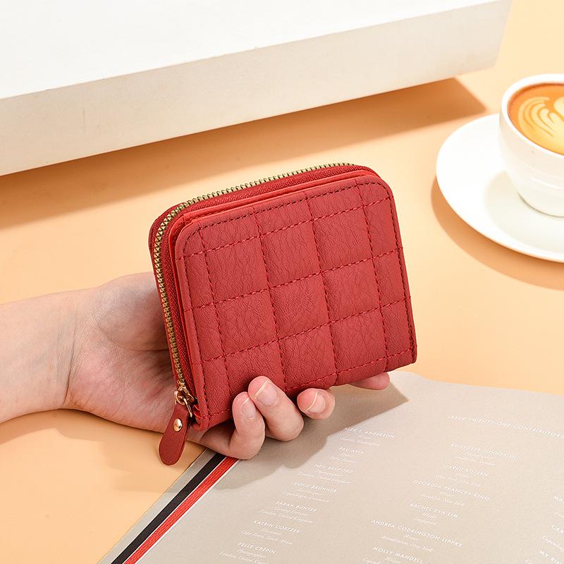 

Женский весенний корейский стиль вышитый короткий кошелек на молнии красный