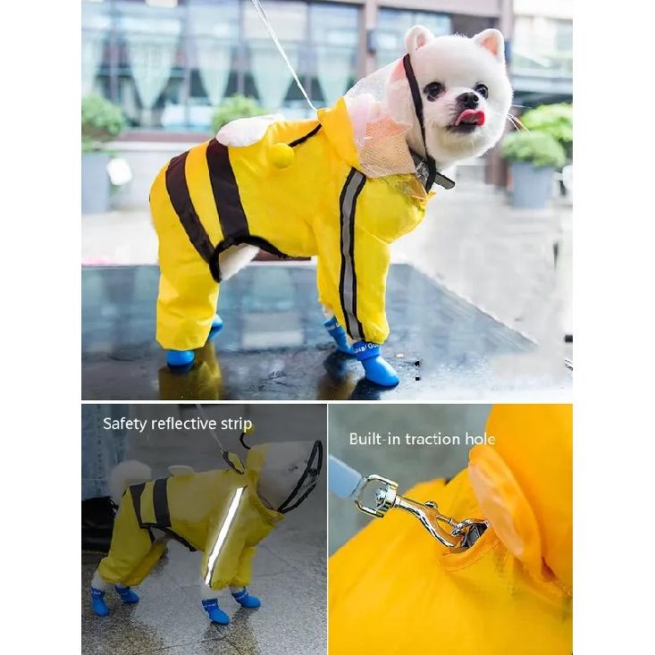 Puppy Dog Raincoat Four-legged Waterproof All-inclusive Teddy Poncho Rain Clothes Small Medium-sized Dogs Raincoat Pet Supplies