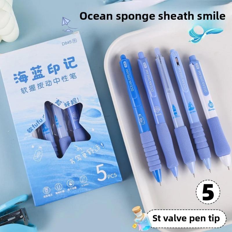 5PCS/Pack Coffee Series 0.5mm Gel Pen Set Soft Touch Stationery Pen Black Refill Writing Pens For Student Office School Supplies