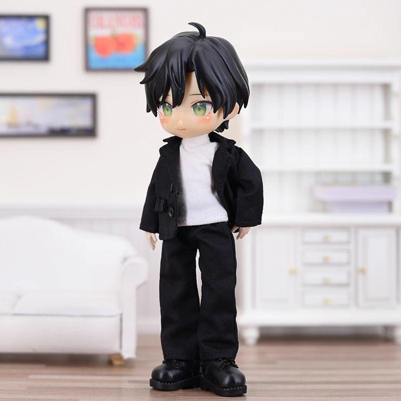 

Fashion Handsome Bjd Doll Clothes 3-Piece Set Black High-End Suit Mix Match High Neck Sweater 1/6 Baby Toys Dolls Accessories Only clothing