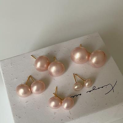 Rosa gedämpftes Brot Perlenstecker Ohrringe Damen Französisch Retro Nische Elegant Schlicht Persönlichkeit Vielseitige Ohrringe