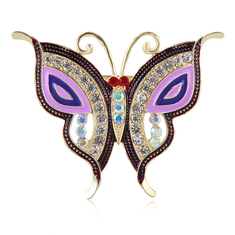 Fashion Multi-Color Rhinestone Butterfly Brooches For Women Clothing Coat Jewelry Accessories Gift