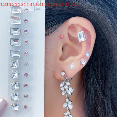 Fashion Bowknot Colorful Rhinestone Pearls Ear Point Stickers Ear Pressure Stick Acupuncture Auricular Ear Stickers Massage