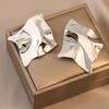 Trendy Metal Irregular Geometric Stud Earrings For Women Statement Vintage Exaggerated Gold Copper Color Zircon Earrings Gift