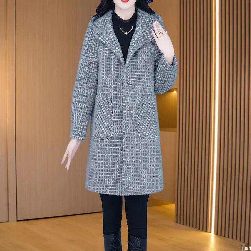 Elegant French Woolen Coat for Women - Slimming Trench for Autumn Winter