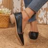 Spring/Fall Versatile Soft Leather Women's Shoes French Vintage Low-Heel Chunky-Heel Loafers Soft Sole Pointed Toe Low-Cut