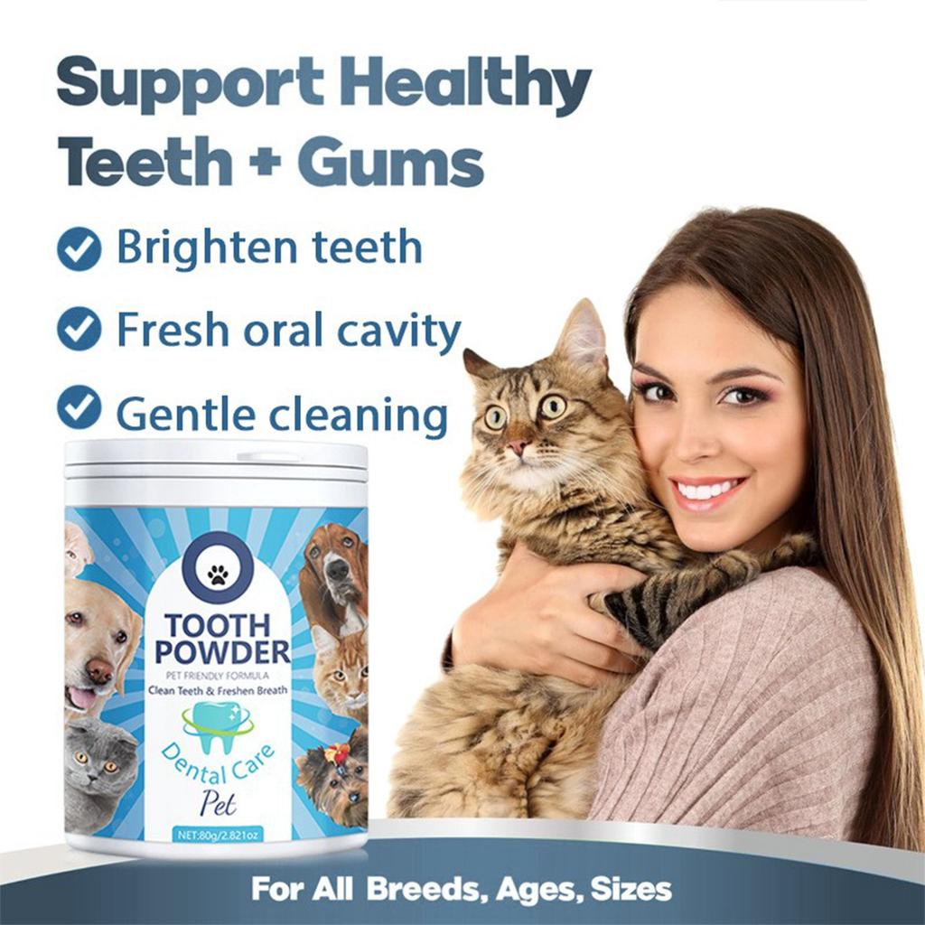 Pó para Limpeza de Dentes de Animais de Estimação Para Cães e Gatos Para Melhorar o Mau Hálito e Remover Tártaro e Limpeza Oral.