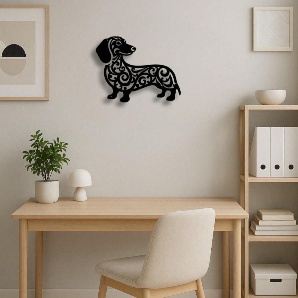 Black Iron Dachshund Dog Metal Wall Art Modern Home Outdoor Decor Living Room Bedroom Garden Gift Dog Lovers