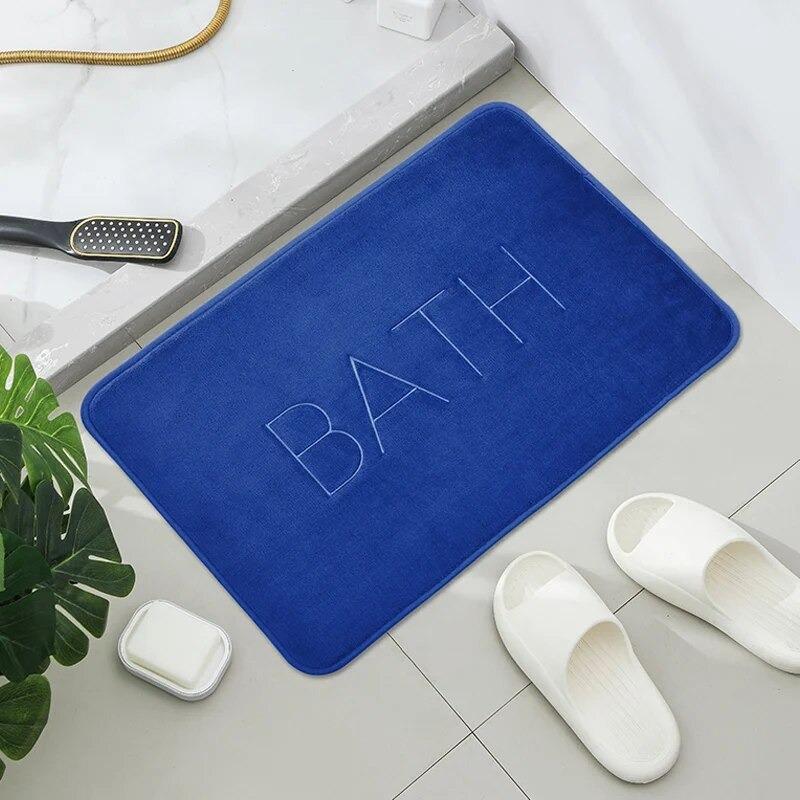 Minimalist Solid-color Bath Entrance Mat  BATH  Letter Design Modern Home Decor Carpet Soft Non-Slip Rug for Living Room 40x60cm
