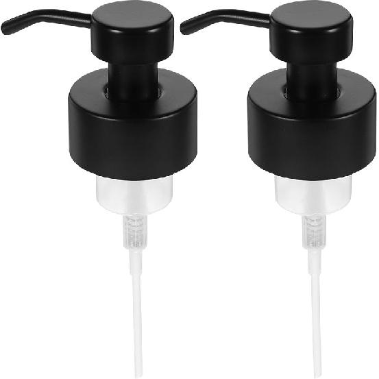 2PCS Black Stainless Steel Foam Soap Dispenser Pump Heads, 44mm Threaded Lotion Bottle Pump Replacement for Bathroom Countertops