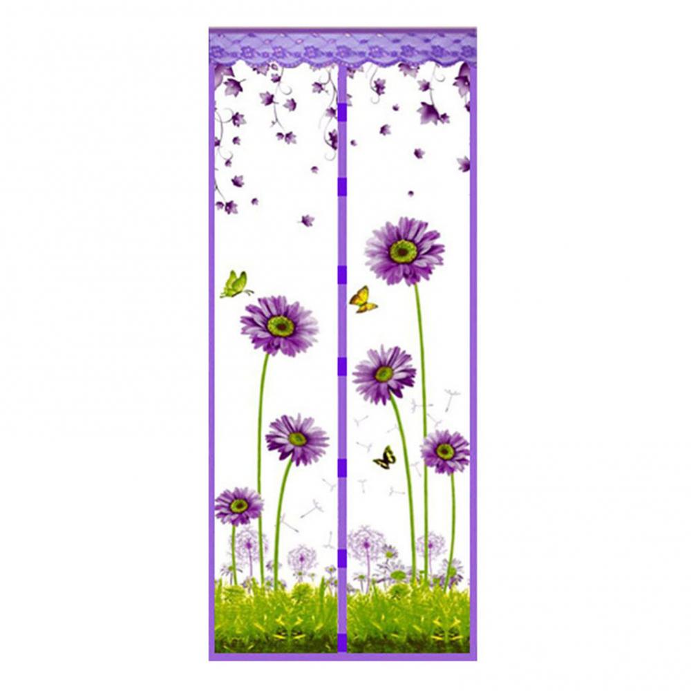 Tenda Zanzariera Magnetica Estiva con Motivo Fiore e Farfalla per Finestre e Porte