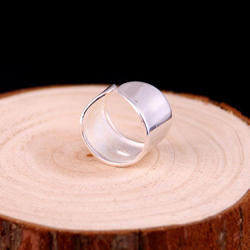 Beautiful S925 Pure Silver Ring For Women Trendy Minimalist Wide Band Design