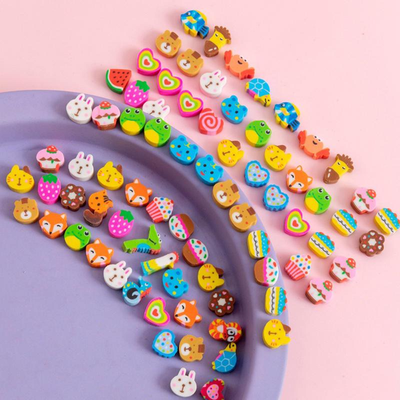 100-300PCS Mini Eraser Cute Little Animal Fruit Cake Eraser Stationery Rewards Gift Kid Desk Pet Party Favors Carnival Gifts ZYF
