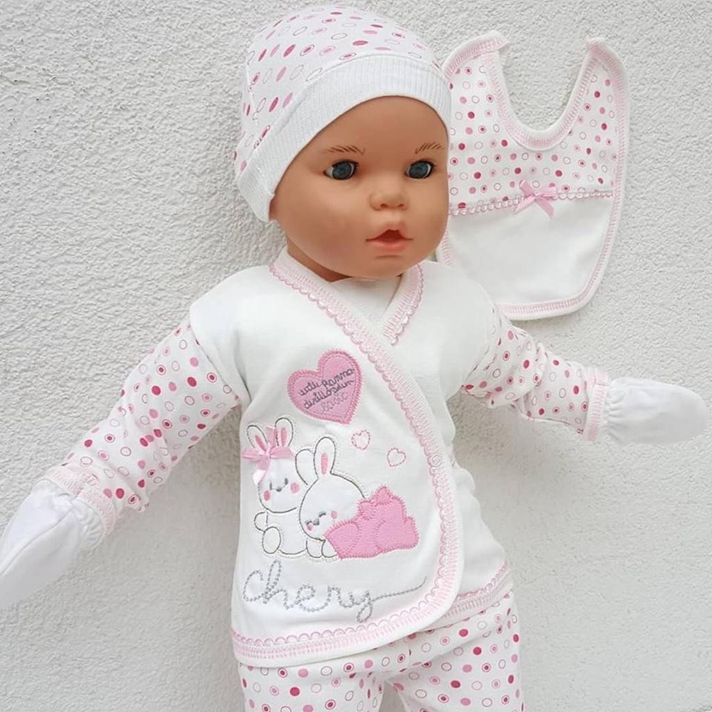 Set de 5 piese Baby Hospital Outlet Chery Heart Rabbit - Roz