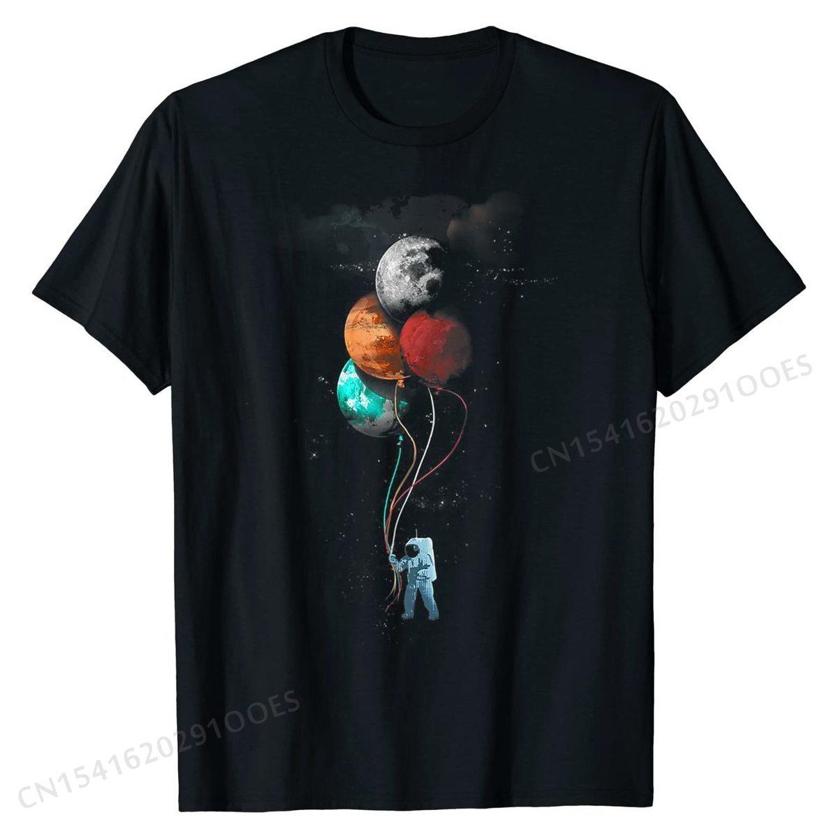 

The Spaceman s Trip - Astronaut Space Planets Balloons T-Shirt Cotton Tops Shirts Design New Summer T Shirt 4XL