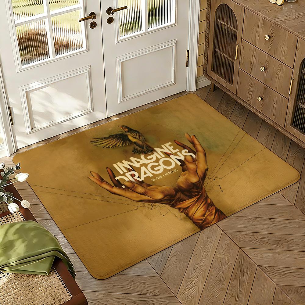 Rock Band Imagine D-Dragons Bones Floor Mat Soft Thickened Non-Slip Bedroom Living Room Door Mat Home Decor Flannel Rugs