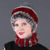 New hat scarf winter thickened thermal hat Rex rabbit fur grass Rex rabbit fur scarf two-piece set
