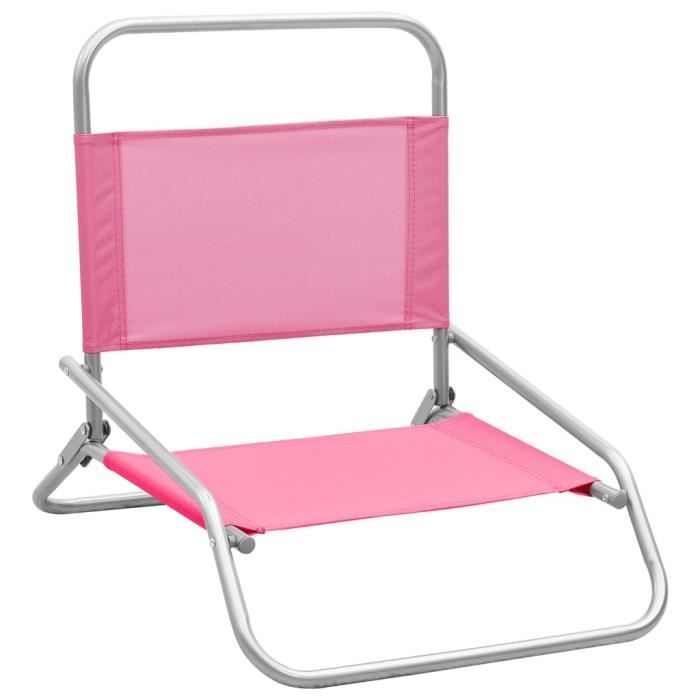 VidaXL Chaises de plage pliables, 2 pcs Rose Tissu