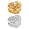 Romance Heart Shaped Metal Jewelry Storage Box Decorated With Diamonds And Pearls
