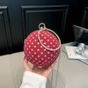 Handheld Round Ball-shaped Bag with Trendy Polka Dots for Ladies, with A Crossbody Chain Strap, Women's Bag