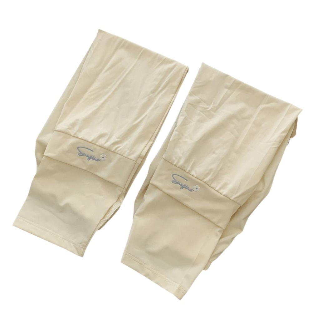 Flower Embroidered Long Ice Silk Sleeves Loose Cycling Gloves Sunscreen Arm Covers  Summer